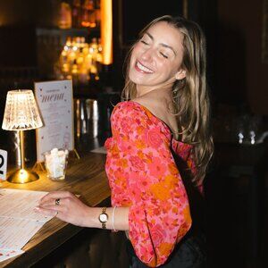 Free People Floral Red Blouse